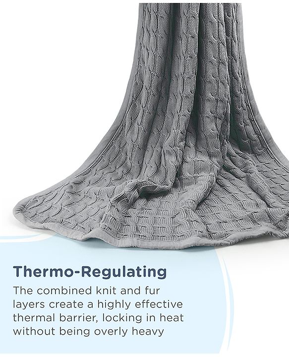 Babyhug Premium Cotton Knitted & Fur All Seasons Blanket - Off White
