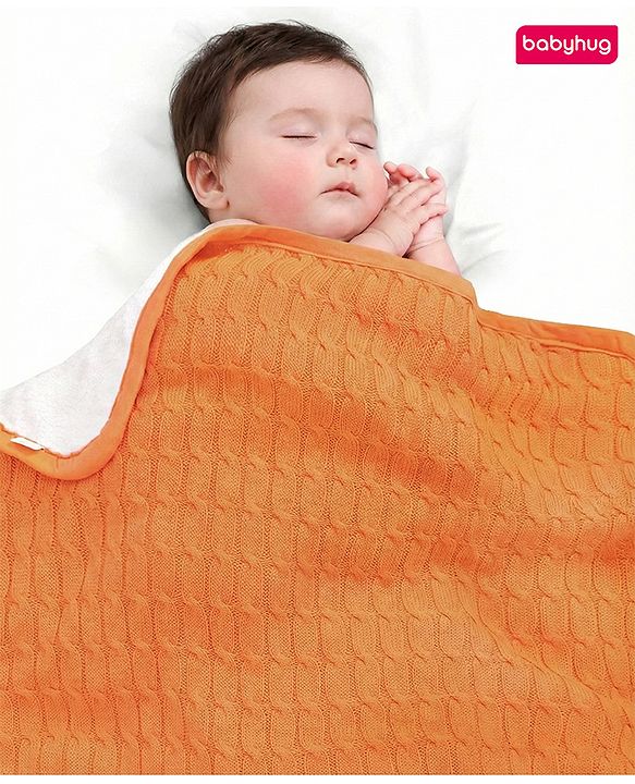 Babyhug Premium Cotton Knitted & Fur All Seasons Blanket - Off White