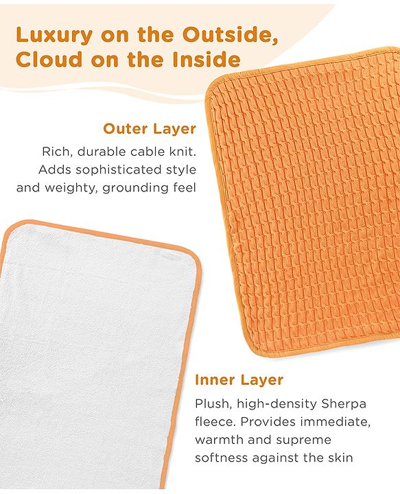 Babyhug Premium Cotton Knitted & Fur All Seasons Blanket - Off White