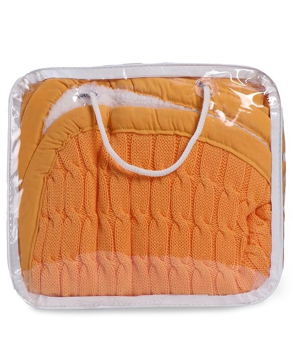 Babyhug Premium Cotton Knitted & Fur All Seasons Blanket - Off White