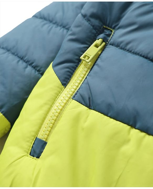 Babyhug Woven Full Sleeves Hooded Padded Jacket With Detachable Hood & Mountain Patch - Multicolor