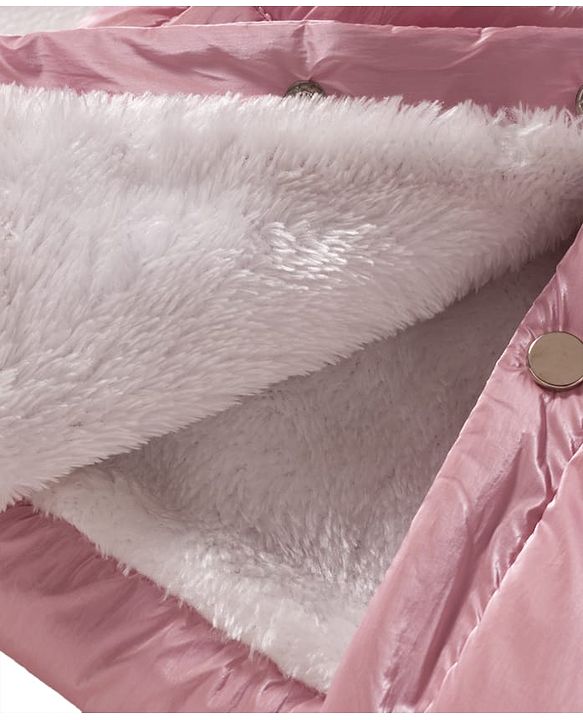 Babyhug Woven Full Sleeves Solid Color Hooded Padded Winter Jacket with Ear Applique - Pink