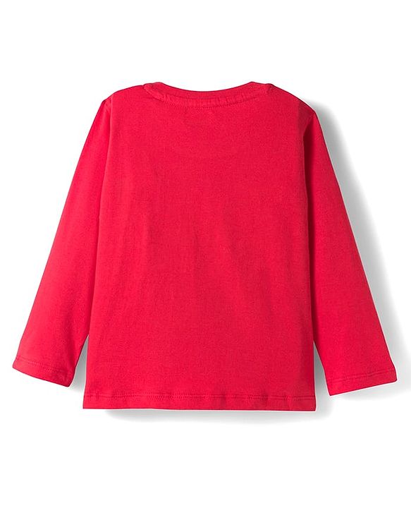 Babyhug Cotton Knit Full Sleeves Night Suit With Super Mom Text Print - Red & Blue