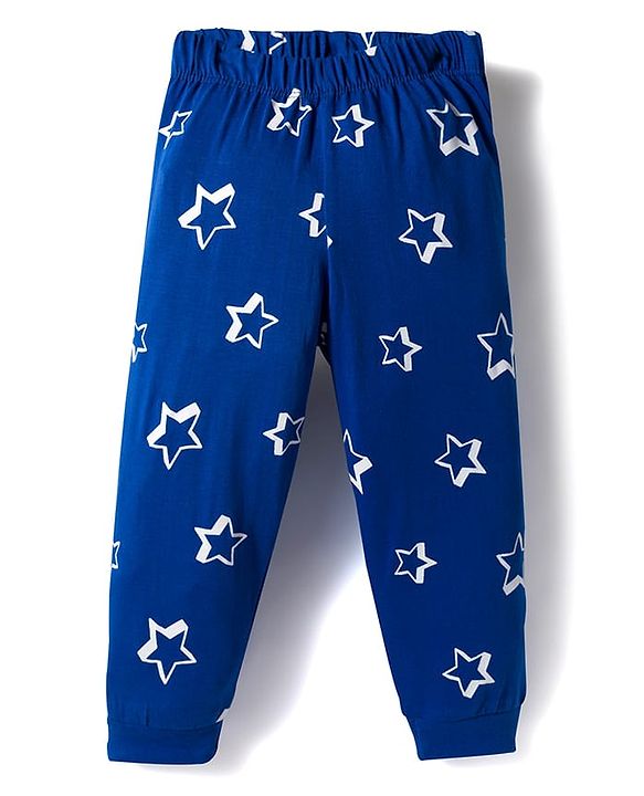 Babyhug Cotton Knit Full Sleeves Night Suit With Super Mom Text Print - Red & Blue