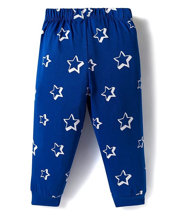 Babyhug Cotton Knit Full Sleeves Night Suit With Super Mom Text Print - Red & Blue