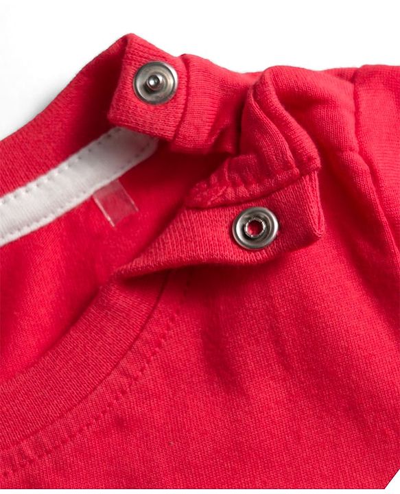 Babyhug Cotton Knit Full Sleeves Night Suit With Super Mom Text Print - Red & Blue