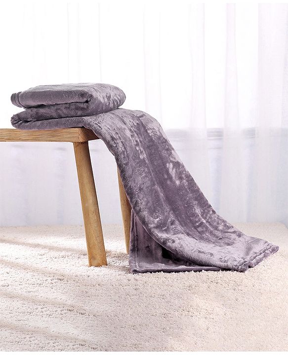 Babyhug Super Soft Coral Fleece Baby Blanket with Ultra-Soft Lightweight & Breathable Blanket  - Grey