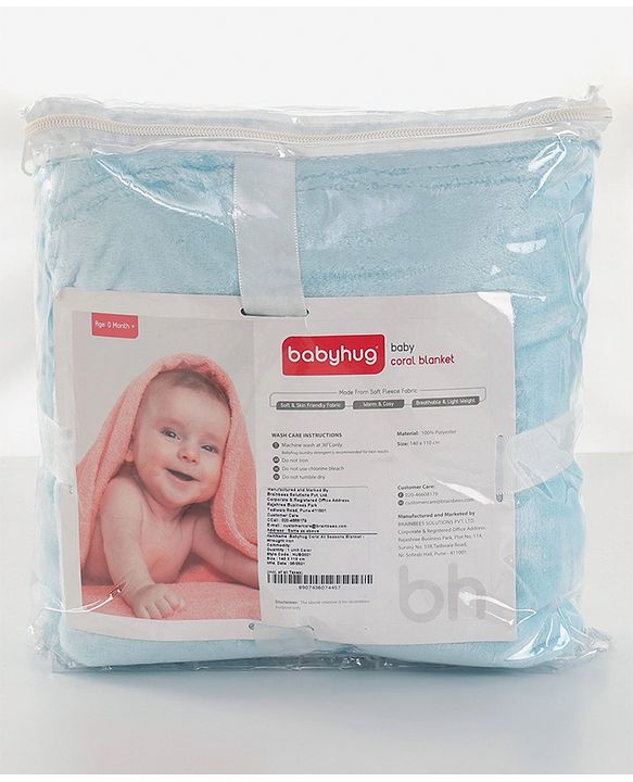 Babyhug Super Soft Coral Fleece Baby Blanket with Ultra-Soft Lightweight & Breathable Blanket  - Grey
