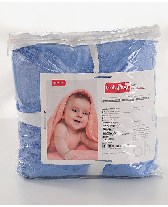 Babyhug Super Soft Coral Fleece Baby Blanket with Ultra-Soft Lightweight & Breathable Blanket  - Grey
