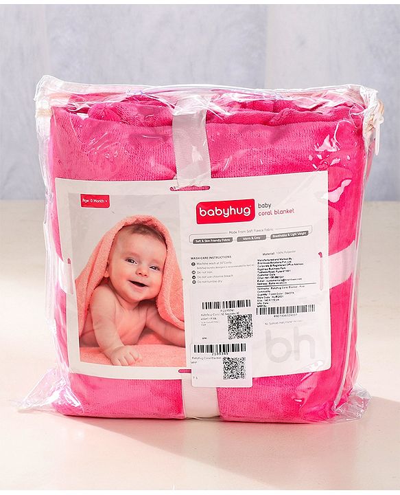 Babyhug Super Soft Coral Fleece Baby Blanket with Ultra-Soft Lightweight & Breathable Blanket  - Grey