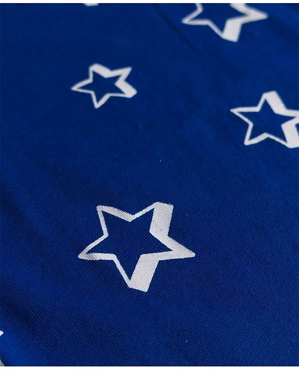 Babyhug Cotton Knit Full Sleeves Co-ords Night Suit With Star Print - Blue