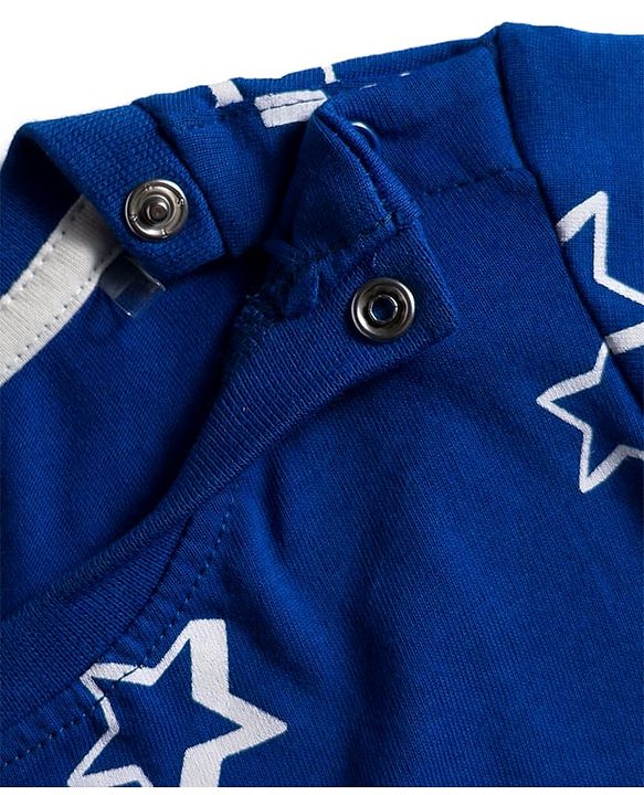 Babyhug Cotton Knit Full Sleeves Co-ords Night Suit With Star Print - Blue