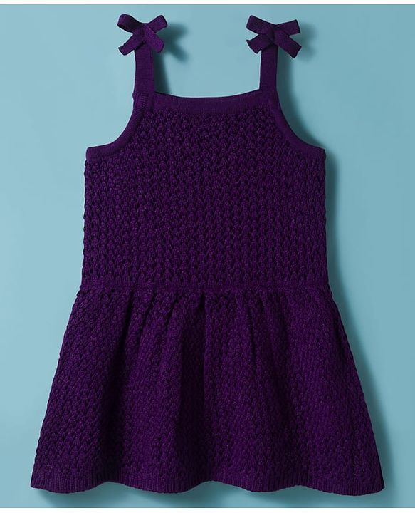 Babyhug Knitted Solid Woollen Dress & Full Sleeves Inner Tee - Purple & White