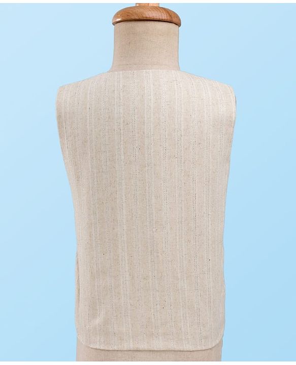 Babyhug Premium Linen Woven Full Sleeves Solid Party Suit With Bow - Beige