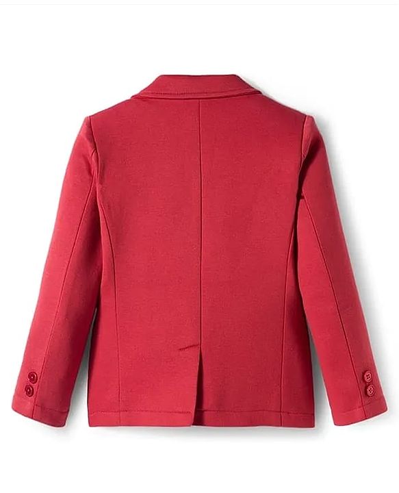 Pine Kids Knit Full Sleeves Solid Blazer - Red