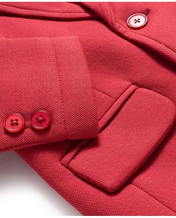 Pine Kids Knit Full Sleeves Solid Blazer - Red