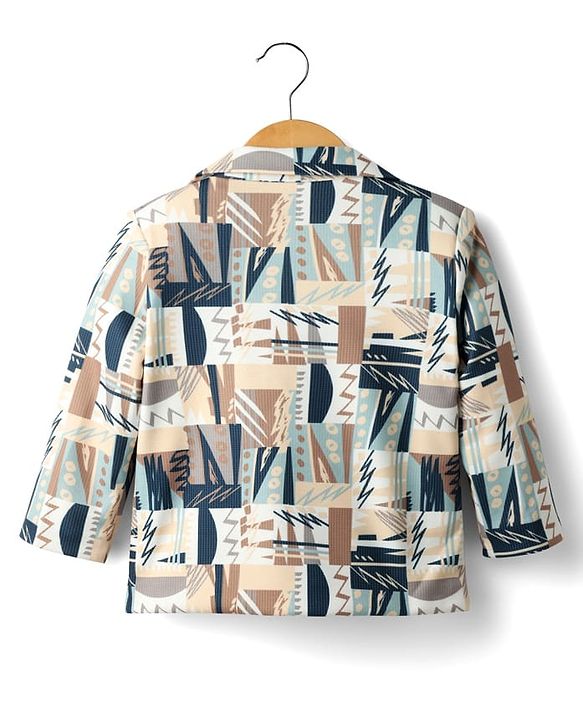 Babyhug Knit Full Sleeves Blazer with Inner Tee & Abstract Print - Multicolor