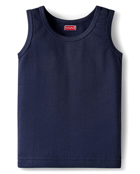 Babyhug Knit Full Sleeves Solid Colour Thermal Inner Wear Set - Navy Blue