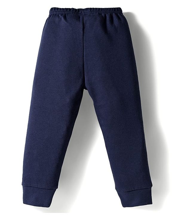 Babyhug Knit Full Sleeves Solid Colour Thermal Inner Wear Set - Navy Blue