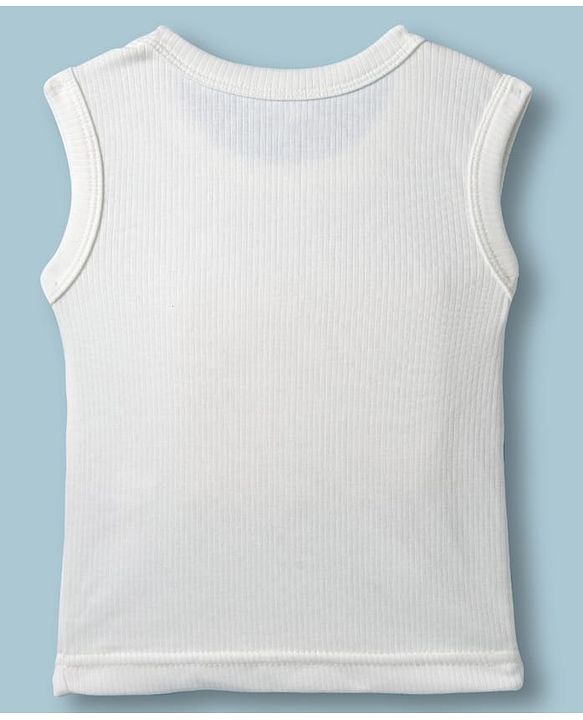 Babyhug Knit Full Sleeves Solid Color Pullover & Sleeveless Thermal Vest & Pant Set - Offwhite