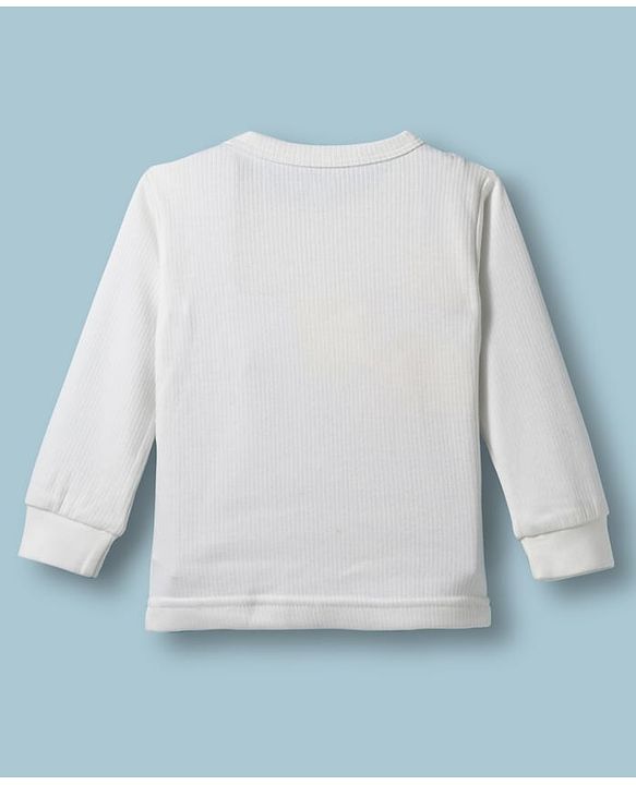 Babyhug Knit Full Sleeves Solid Color Pullover & Sleeveless Thermal Vest & Pant Set - Offwhite