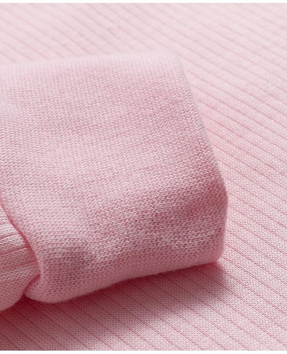 Babyhug Knit Full Sleeves Solid Color Pullover & Sleeveless Thermal Vest & Pant Set - Pink