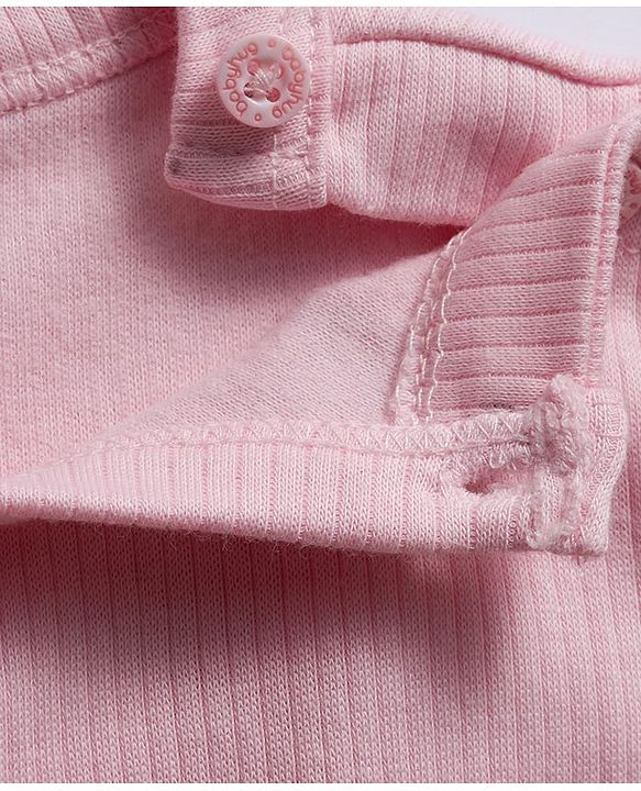 Babyhug Knit Full Sleeves Solid Color Pullover & Sleeveless Thermal Vest & Pant Set - Pink