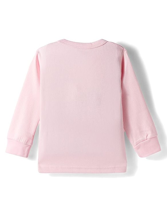 Babyhug Knit Full Sleeves Solid Color Pullover & Sleeveless Thermal Vest & Pant Set - Pink