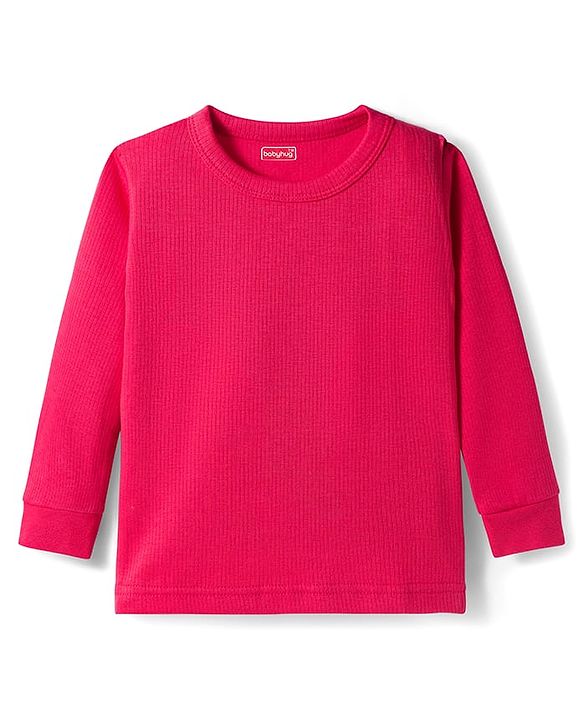 Babyhug Knit Full Sleeves Solid Thermal Set With Vest - Red