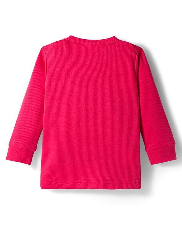 Babyhug Knit Full Sleeves Solid Thermal Set With Vest - Red