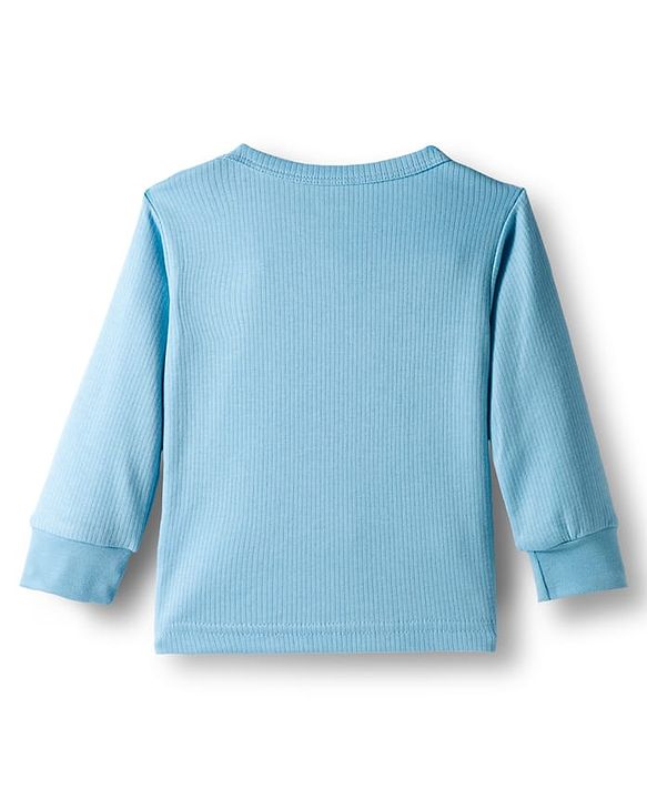 Babyhug Knit Full Sleeves Thermal Inner Wear Set - Light Blue