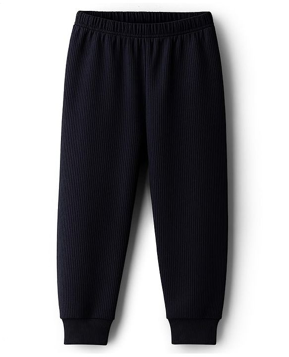 Babyhug Knit Full Sleeves Solid Thermal Set - Navy Blue