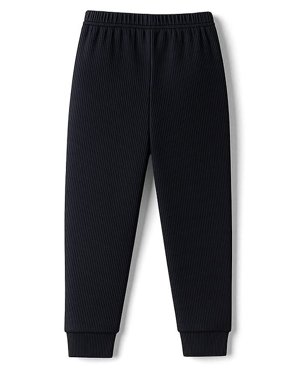 Babyhug Knit Full Sleeves Solid Thermal Set - Navy Blue