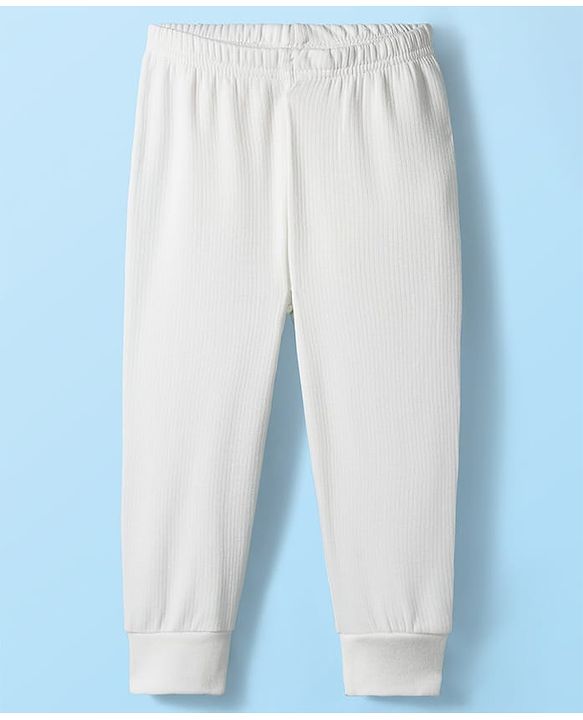 Babyhug Knit Full Sleeves Front Open Solid Thermal Set - Off White