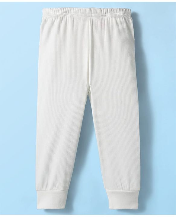 Babyhug Knit Full Sleeves Front Open Solid Thermal Set - Off White