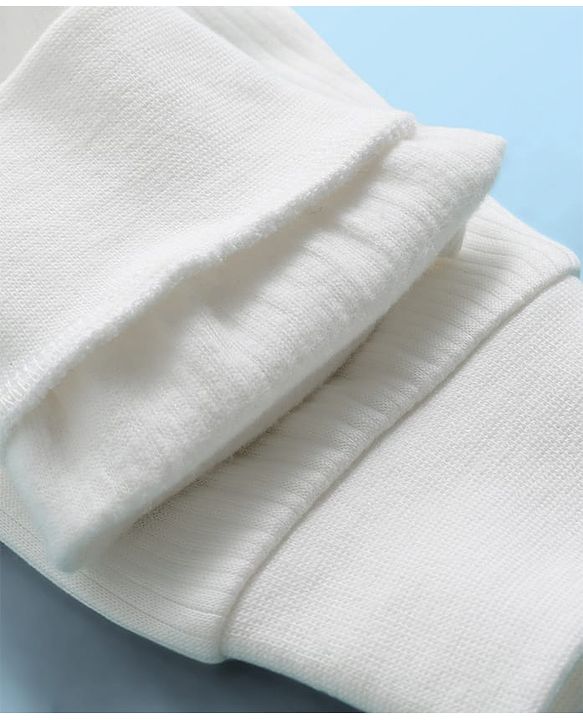 Babyhug Knit Full Sleeves Front Open Solid Thermal Set - Off White