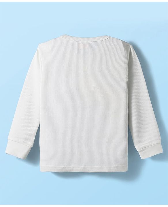 Babyhug Knit Full Sleeves Front Open Solid Thermal Set - Off White