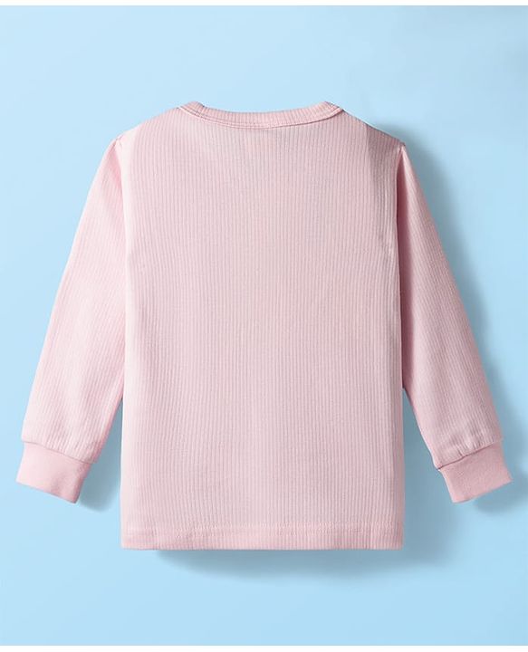Babyhug Knit Full Sleeves Front Open Solid Thermal Set - Pink