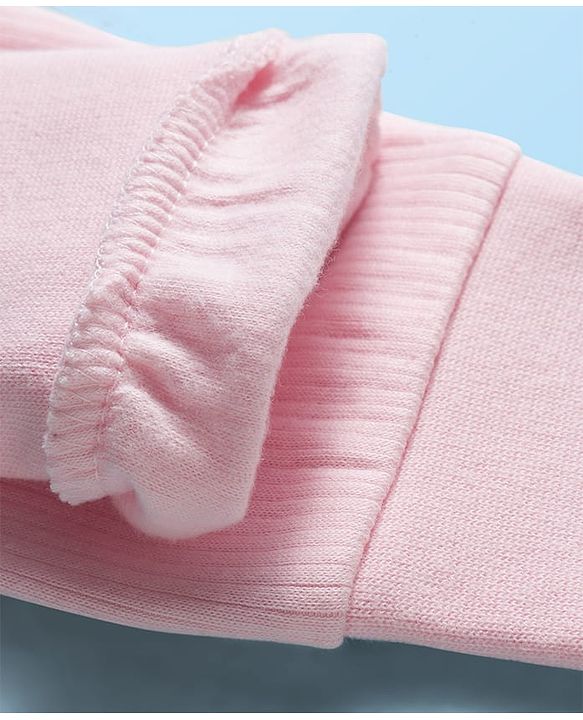 Babyhug Knit Full Sleeves Front Open Solid Thermal Set - Pink