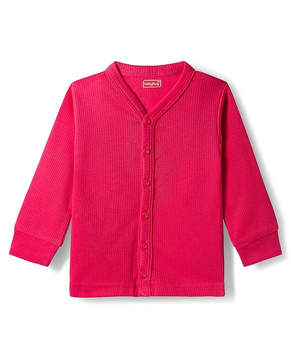 Babyhug Knit Full Sleeves Solid Color Thermal Vest & Pant Set - Red