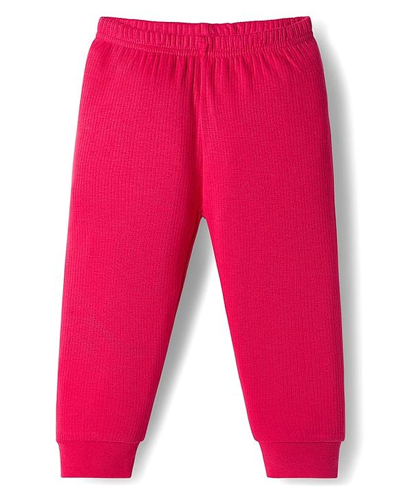 Babyhug Knit Full Sleeves Solid Color Thermal Vest & Pant Set - Red
