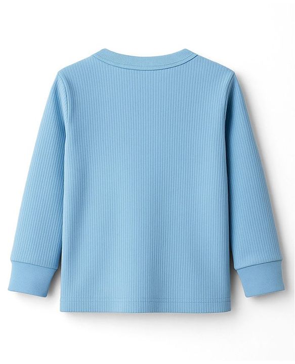 Babyhug Knit Full Sleeves Solid Colour Thermal Inner Wear Set - Light Blue