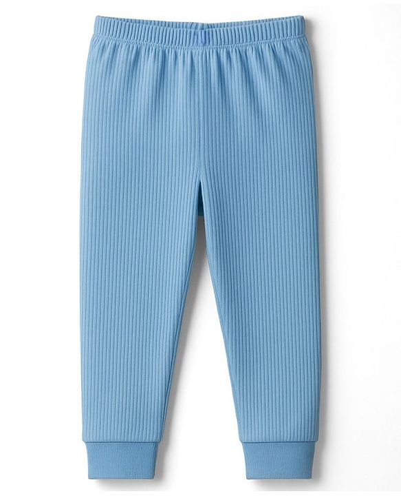 Babyhug Knit Full Sleeves Solid Colour Thermal Inner Wear Set - Light Blue
