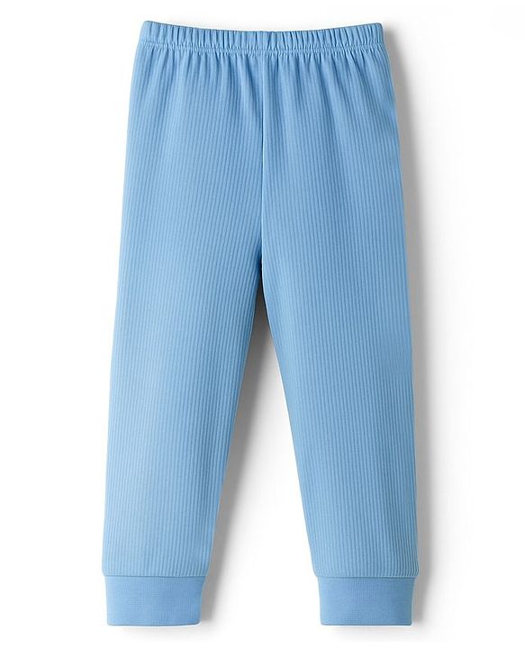 Babyhug Knit Full Sleeves Solid Colour Thermal Inner Wear Set - Light Blue