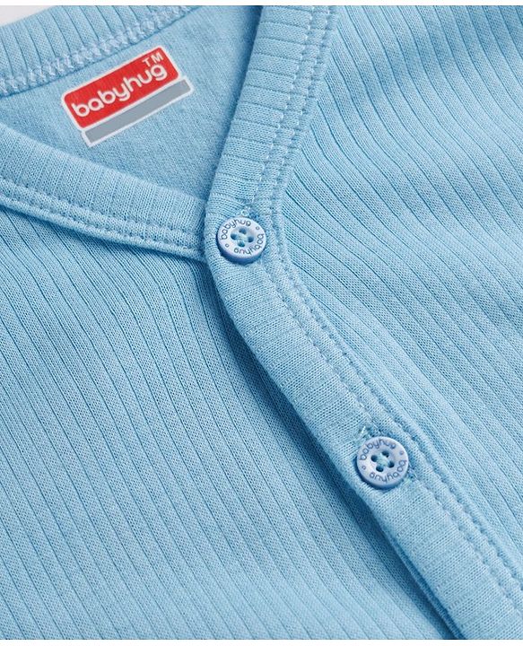 Babyhug Knit Full Sleeves Solid Colour Thermal Inner Wear Set - Light Blue
