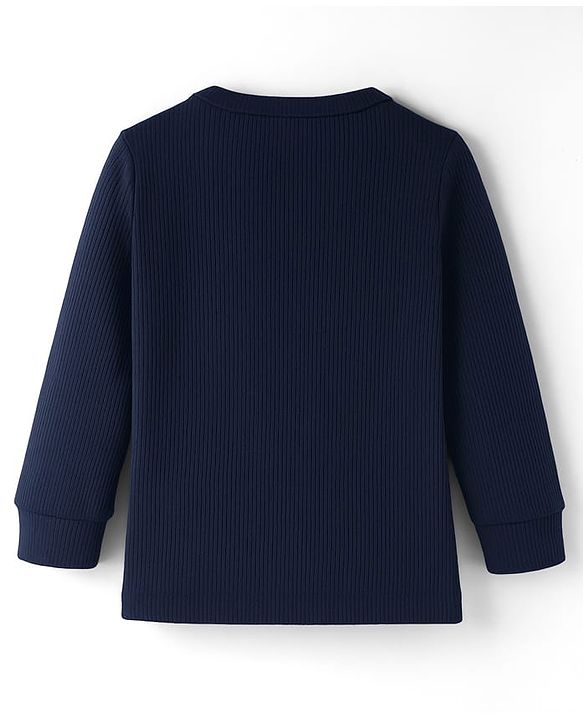 Babyhug Knit Full Sleeves Solid Thermal Inner Wear Front Open & Pullover Vest Pack of 2 - Navy Blue