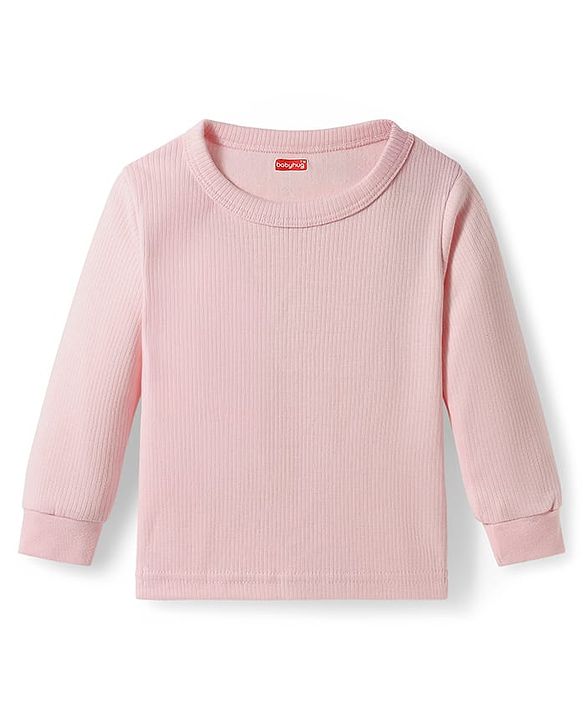 Babyhug Knit Full Sleeves Solid Color Front open & Pullover Thermal Inner Wear Vest Pack of 2 - Pink