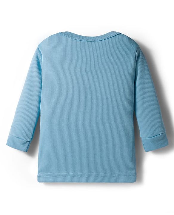 Babyhug Knit Full Sleeves Solid Color Front Open & Pullover Thermal Wear Vests Pack of 2 - Light Blue