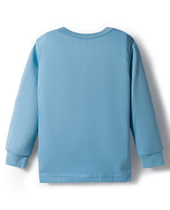 Babyhug Knit Full Sleeves Solid Color Front Open & Pullover Thermal Wear Vests Pack of 2 - Light Blue