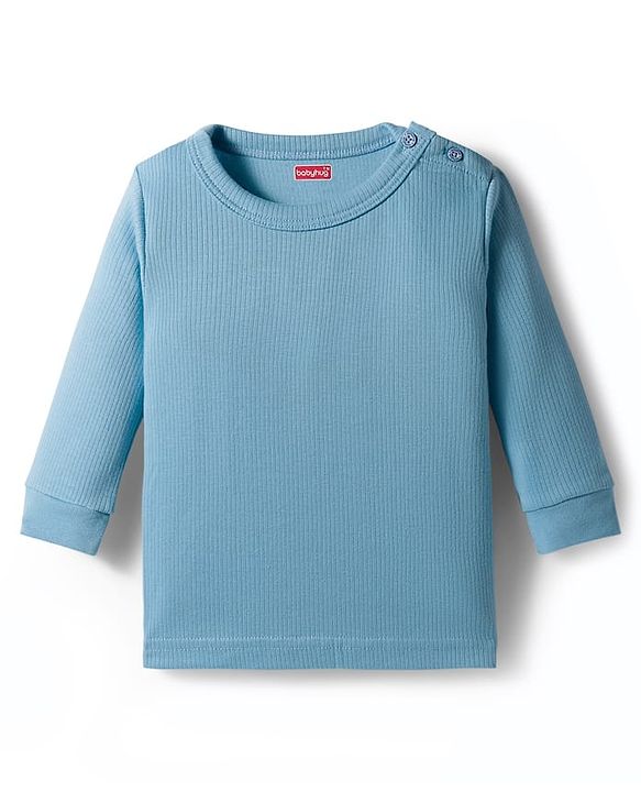 Babyhug Knit Full Sleeves Solid Color Front Open & Pullover Thermal Wear Vests Pack of 2 - Light Blue